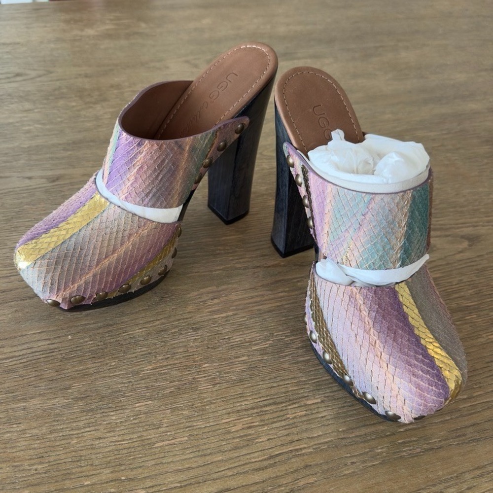 NWOB 🪩 UGG Premium Amadora Disco Platform Clog Mules-Made In Italy-Rare-Sz 7B - Picture 2 of 16